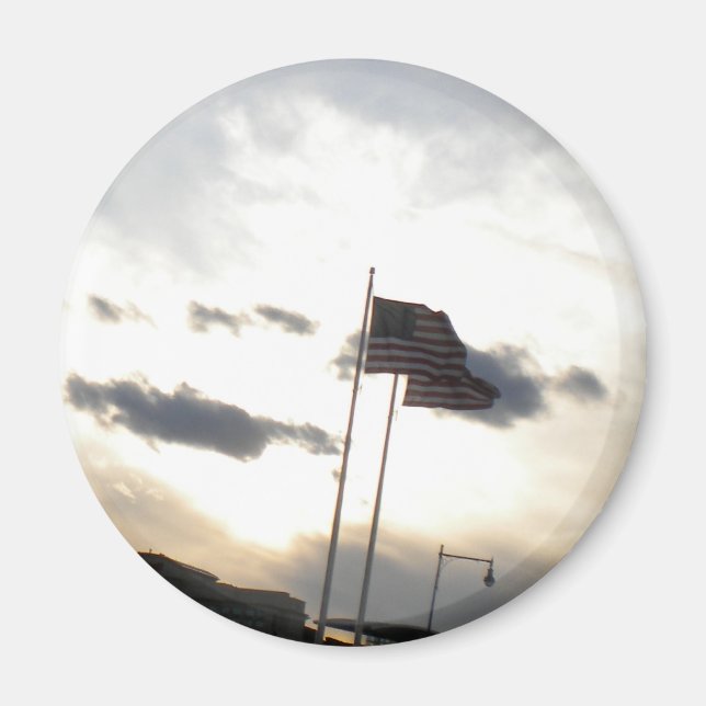 In Gott vertrauen wir amerikanischen Flag (Sunset) Magnet (Vorne)
