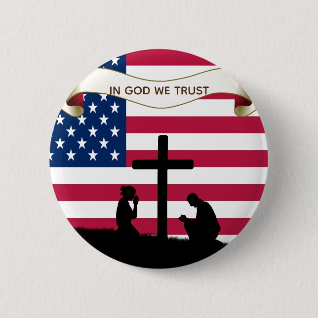 In Gott vertrauen wir dem Gebet für Amerika Pinbac Button (Vorderseite)