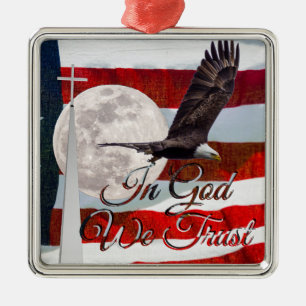 In Gott vertrauen wir Premium Square Ornament Aus Metall