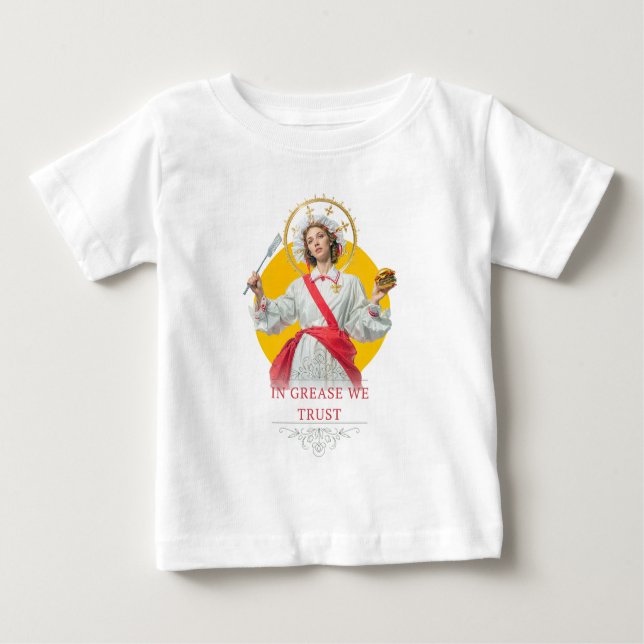 In Grease We Trust. Saint of the Kitchen  Baby T-shirt (Vorderseite)