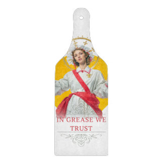 In Grease We Trust. Saint of the Kitchen Schneidebrett