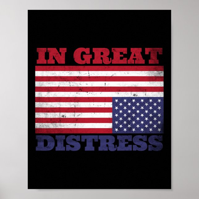 In großer Not die amerikanische Flagge als Einheit Poster (Vorne)