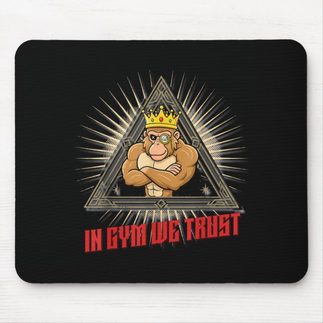In Gym We Trust Funny Gym Tee Beak Bros Fitness De Mousepad (Vorne)