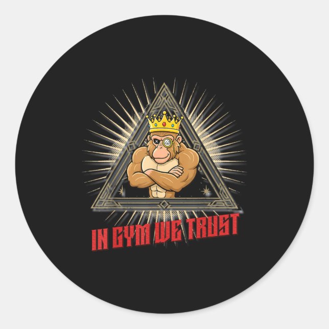 In Gym We Trust Funny Gym Tee Beak Bros Fitness De Runder Aufkleber (Vorderseite)