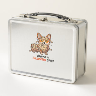 In Halloween-Geist gehüllt � Mumien-Corgi mit Spi Metall Brotdose