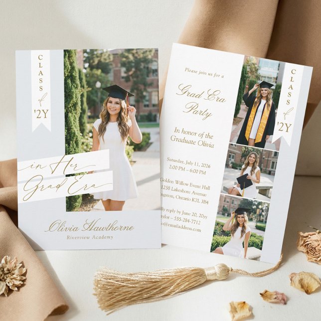 In Her Grad Era Elegant Photo Graduation Party Einladung (In Her Grad Era Elegant Photo Graduation Party Invitation)
