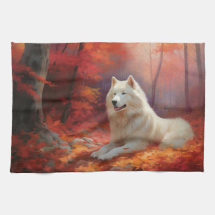 In Herbstleaves Inspiriert Samoyed Geschirrtuch