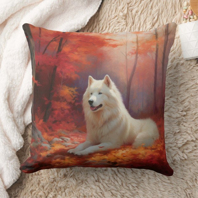 In Herbstleaves Inspiriert Samoyed Kissen (Decke)