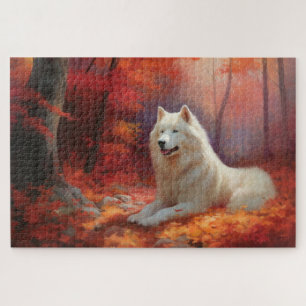 In Herbstleaves Inspiriert Samoyed Puzzle