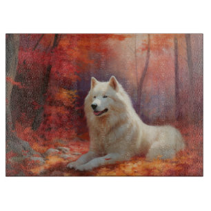 In Herbstleaves Inspiriert Samoyed Schneidebrett