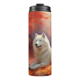In Herbstleaves Inspiriert Samoyed Thermosbecher