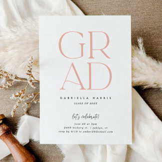 in Höhenrichtung Grad | Rosa + Weißer Abschluss Einladung