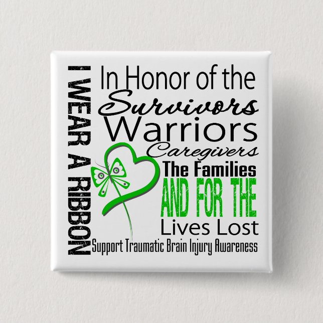 In Hommage Collage traumatischer Gehirnverletzung Button (Vorderseite)