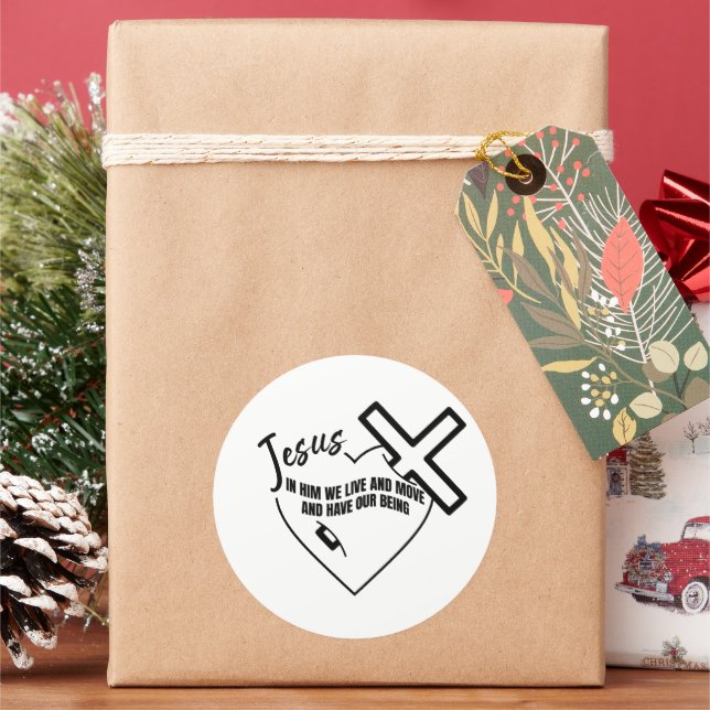 In Ihm leben und bewegen wir uns und haben unser S Runder Aufkleber (Feiertag)