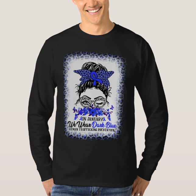 In January We Wear Dark Blue Human Trafficking Pre T-Shirt (Vorderseite)