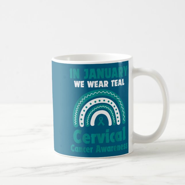 In January We Wear Teal Cervical Cancer Awareness  Kaffeetasse (Rechts)