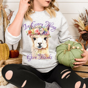 In jedem Ding dankt Cute Floral Lama Sweatshirt