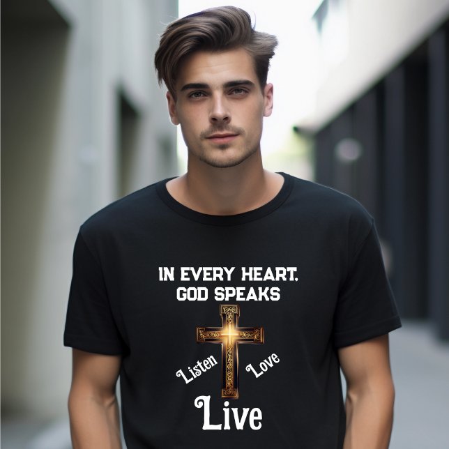 "In jedem Herzen spricht Gott" T-Shirt (Von Creator hochgeladen)