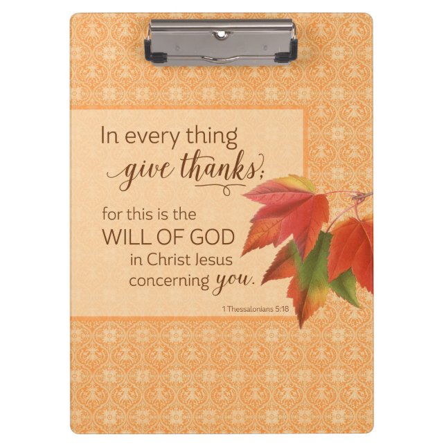In jeder Sache danke - 1 Thes. 5:18 Klemmbrett (Vorderseite)