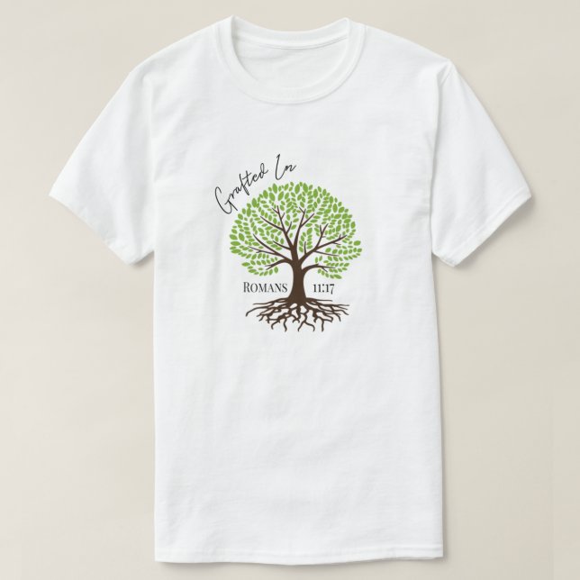 In Jesu Erretter grüner Baum des Lebens T-Shirt (Design vorne)