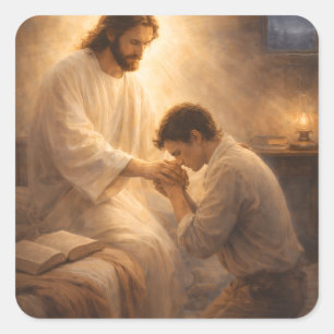 In Jesu Schoß ruhen: Ein Gebet für Frieden, Liebe Quadratischer Aufkleber