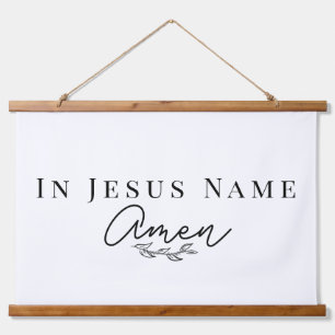 In Jesus Name Amen Biete Zitat Holz Scroll Wandteppich Mit Holzrahmen