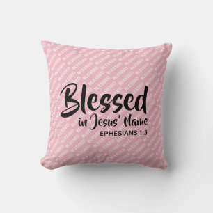 IN JESUS' NAME Christliche Schrift Pink Kissen