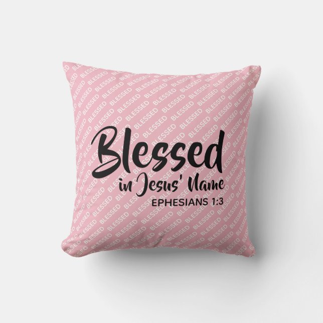 IN JESUS' NAME Christliche Schrift Pink Kissen (Vorderseite)