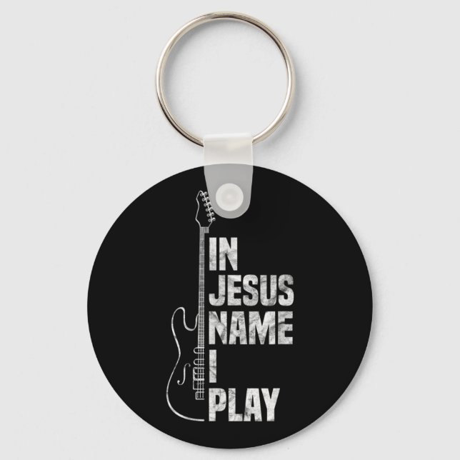 In Jesus Name spiele ich Gitarre Christlich Guitar Schlüsselanhänger (Vorderseite)