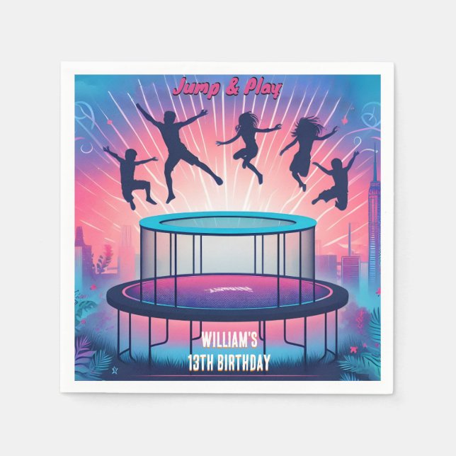 in Jungen Kinder cool Trampolin Park 13. Geburtsta Serviette (Vorderseite)
