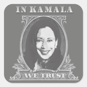 In Kamala vertrauen wir Kamala Harris Dollar Bill Quadratischer Aufkleber