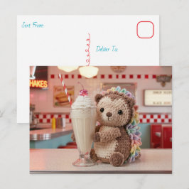 In Kontakt bleiben  | Igel und Milchshake Postkarte
