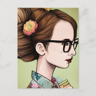 In Kontakt bleiben mit einer buchliebenden Freundi Postkarte