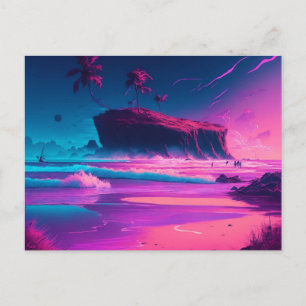 In Kontakt bleiben   Rosa Ozeanwellen Postkarte