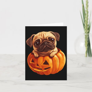 In Kürkin Halloween Pugkin Niedlicher Mops Hallowe Karte