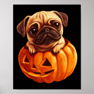 In Kürkin Halloween Pugkin Niedlicher Mops Hallowe Poster