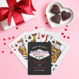 In Las Vegas geheiratet Black Save the Date Spielkarten