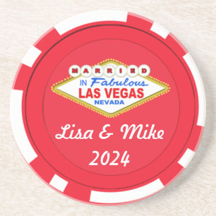 In Las Vegas geheiratet Chip-Coaster-Bearbeitbarer Getränkeuntersetzer
