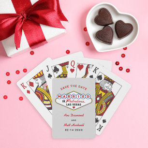 In Las Vegas geheiratet Grau Save the Date Spielkarten