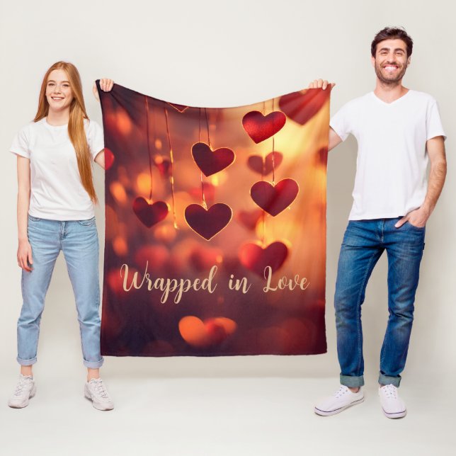 In Liebe Eingehüllt Romantisches Herz Glowing Flee Fleecedecke (Beispiel)