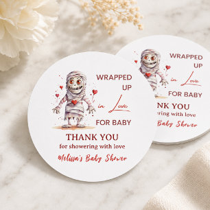In Liebe Eingewickelt Mumie Halloween Baby Shower Runder Aufkleber