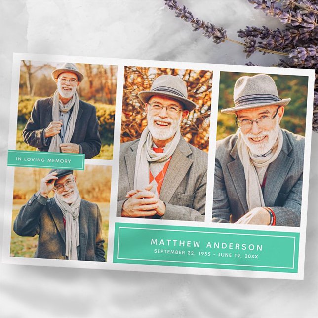 In Liebe Erinnerung Moderne Farbe Vier Fotos Dankeskarte (Von Creator hochgeladen)