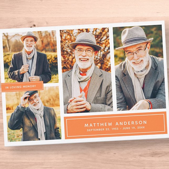 In Liebe Erinnerung Moderne Farbe Vier Fotos Dankeskarte (Von Creator hochgeladen)