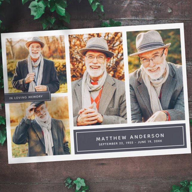 In Liebe Erinnerung Moderne Farbe Vier Fotos Magnetkarte (Von Creator hochgeladen)