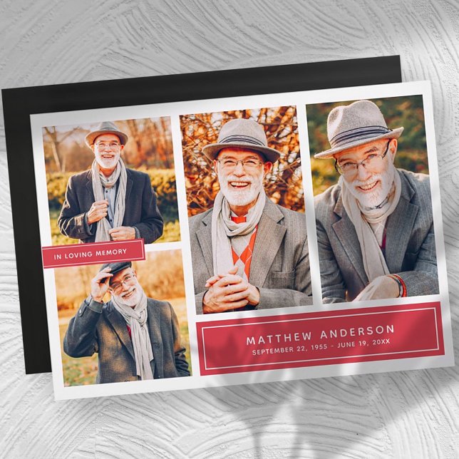 In Liebe Erinnerung Moderne Farbe Vier Fotos Magnetkarte (Von Creator hochgeladen)