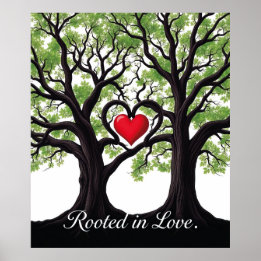 In Liebe gewurzelt Herzbaum Symbolische Kunst Poster