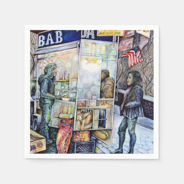 In Liebe mit Ärger und in Schwierigkeiten mit der  Serviette (Vorderseite)