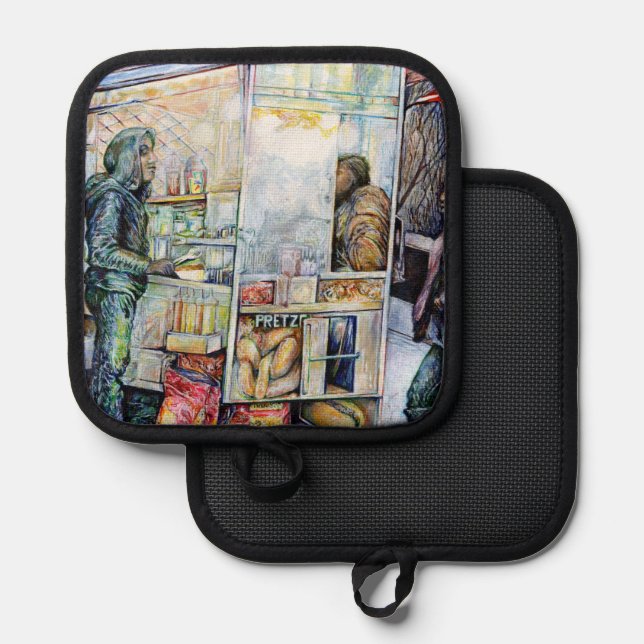 In Liebe mit Ärger und in Schwierigkeiten mit der  Topflappen (Vorderseite/Rückseite)