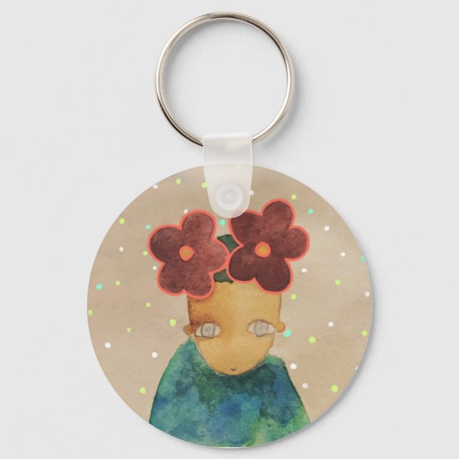 In Liebe mit Blume Schlüsselanhänger (Vorderseite)