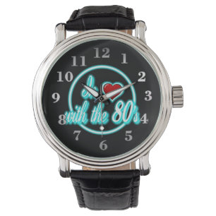 In Liebe mit der 80er Retro Blue Neon Logo Watch Armbanduhr